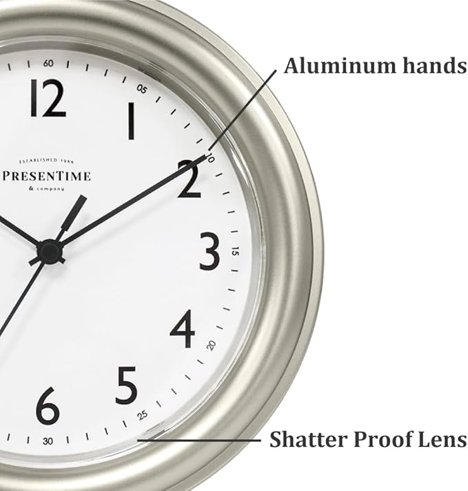 Presentime & Co. 8.5" Modern Farmhouse Essential Wall Clock, Silent Non Ticking - Image 3