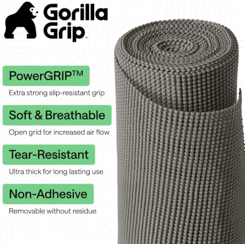 GORILLA GRIP powerGRIP Drawer Shelf and Cabinet Liner, 12"x20', Gray
