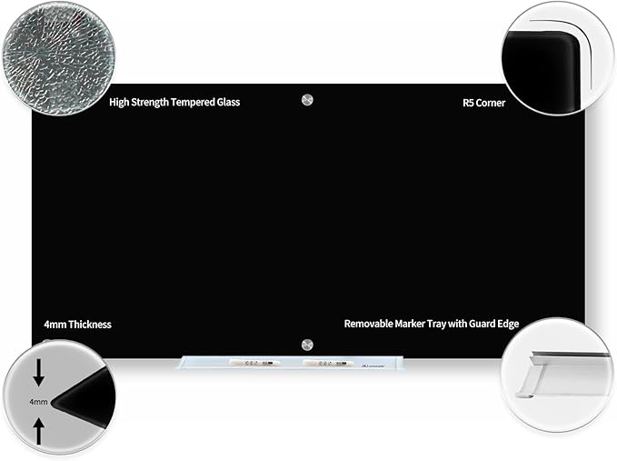 Magnetic Glass Whiteboard, Large White Board Frameless - Image 2