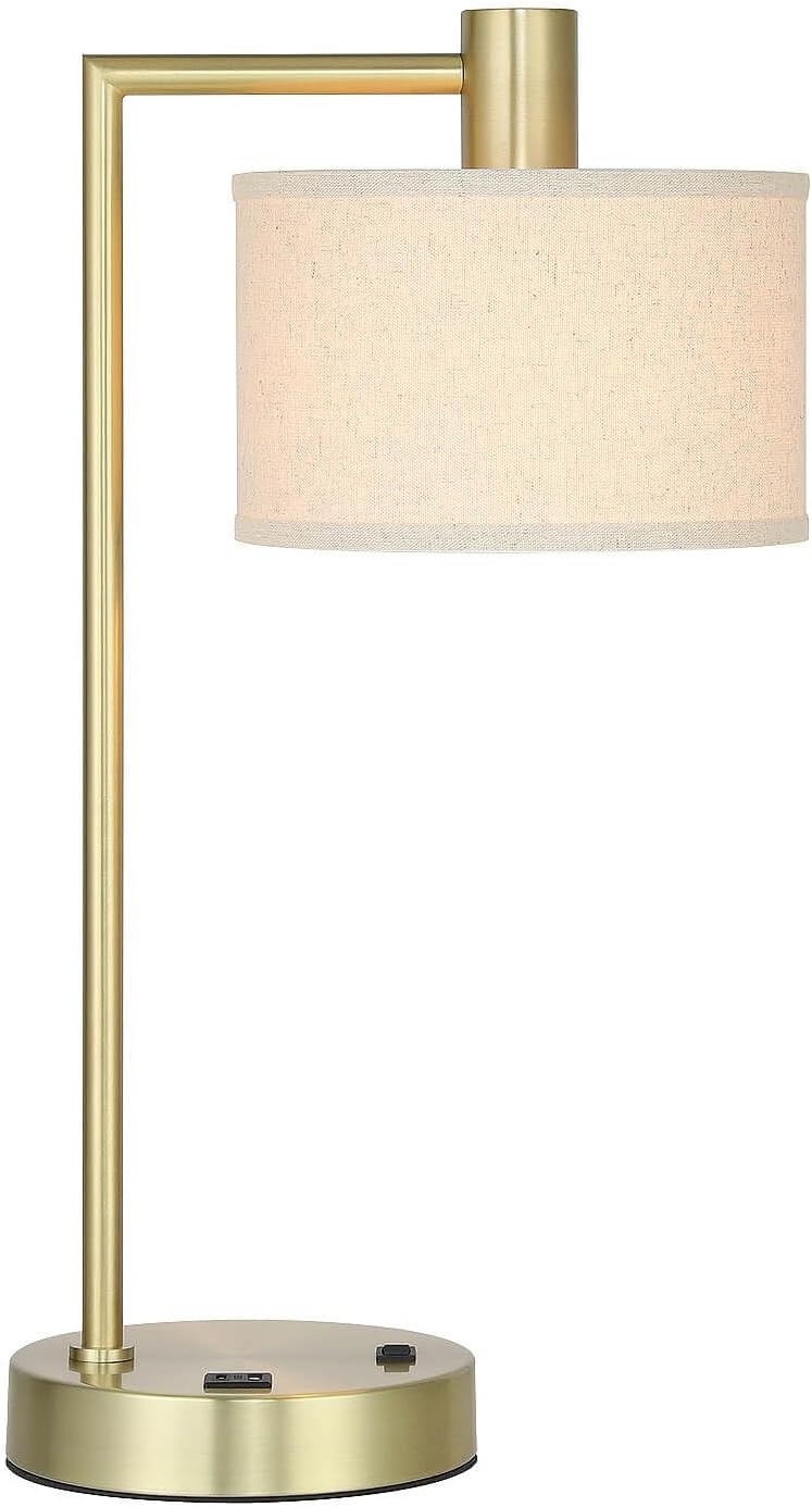 XiNBEi Lighting Table Lamp USB Desk Lamp for Bedroom, Satin Brass