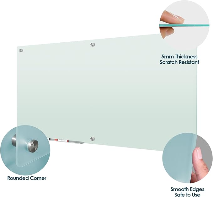 J&J worldwide Glass Whiteboard 6' x 3', Frosted Glass Dry Erase Board - Image 2