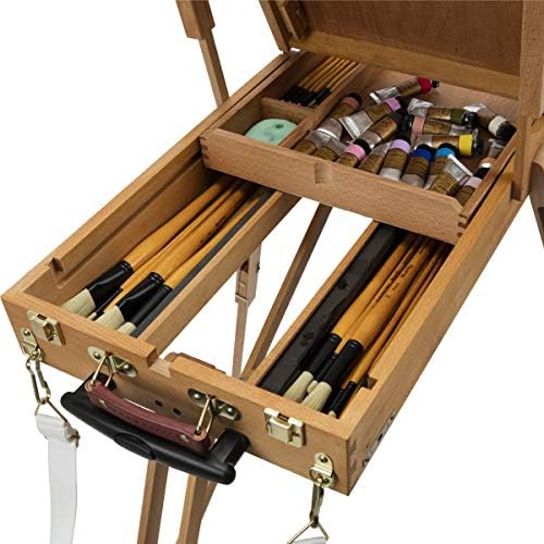 creative mark monet wooden french walnut color easel, close-up detail
