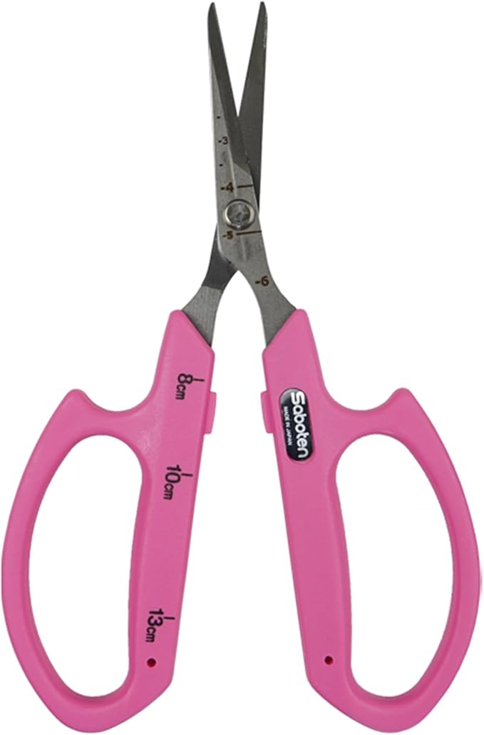 Saboten Stainless Steel Angled Blade Trimming Scissors Pink PT-13 160mm by DL+Wholesale