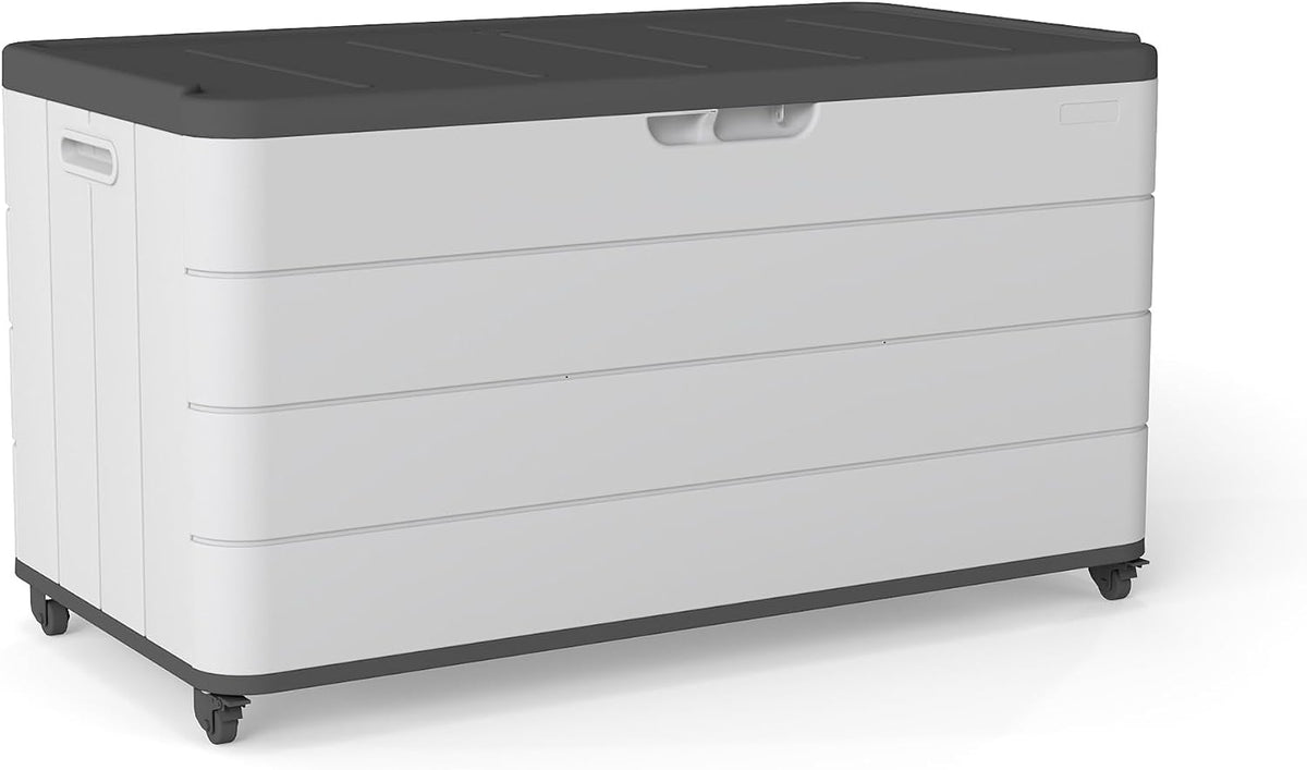 PATIOEASY 100GAL Square Storage Box White，Waterproof Resin Storage Bin