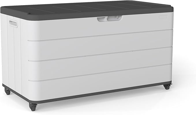 PATIOEASY 100GAL Square Storage Box White，Waterproof Resin Storage Bin by Unknown
