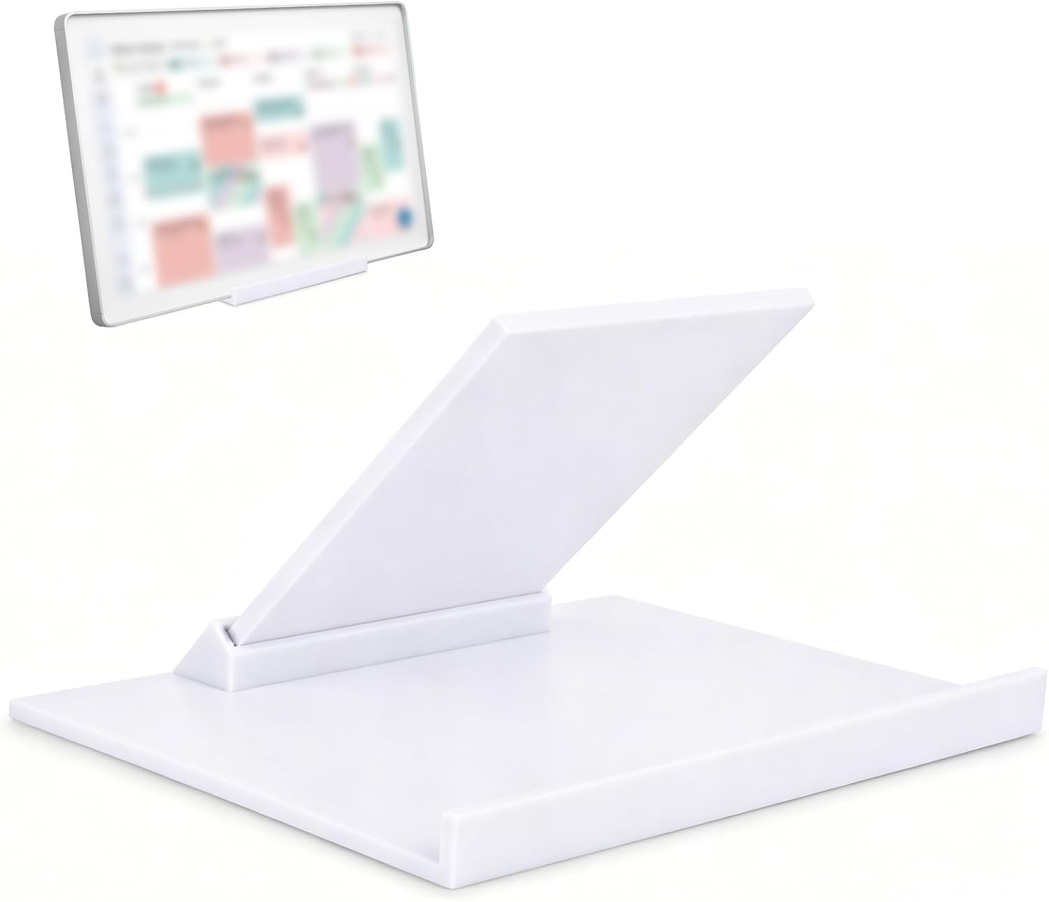 Adjustable Desktop Stand, White Detachable Desk Mount Holder with Baffle Stable Frame Base Replacement for Calendar Max 27in