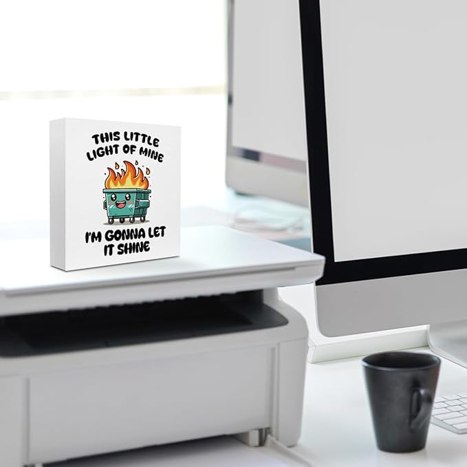 Funny Office Decor, Funny Office Gifts, Dumpster and Fire Wood Box Sign - Image 6