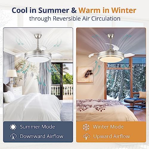 lediary 42 inch retractable ceiling fans with lights, package contents
