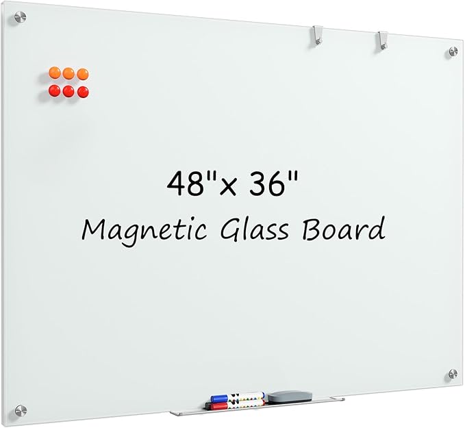 MaxGear Glass Whiteboard, Tempered Magnetic Dry Erase Board 48 x 36 Inch by MaxGear
