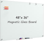 MaxGear Glass Whiteboard, Tempered Magnetic Dry Erase Board 48 x 36 Inch by MaxGear