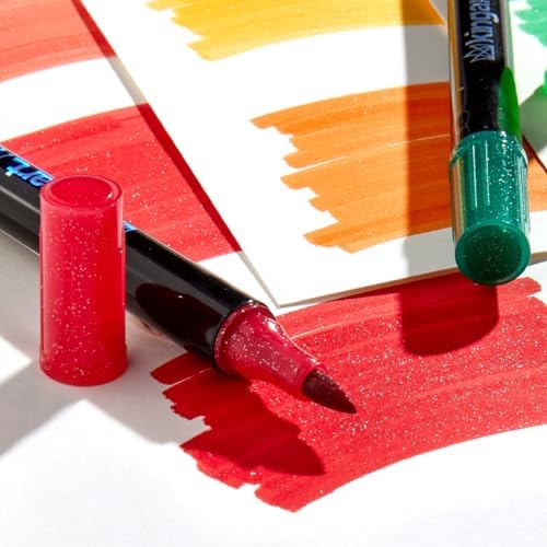 kingart 48-piece acrylic paint marker set – 2mm on a desk or shelf