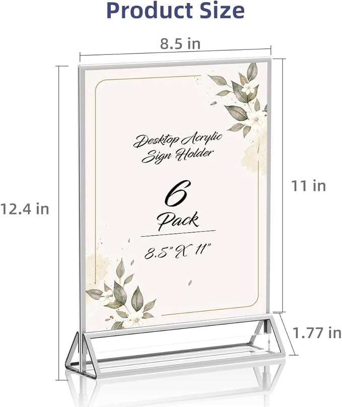 PPH-Sisy Clear Acrylic Sign Holder 8.5X11 - Image 2