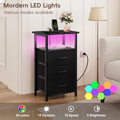 vagusicc night stand set 2 with charging station, side view