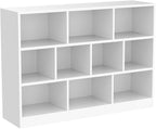 Cozy Castle White Bookshelf, 3-Tier Open Shelf Bookcase, 10 Cube Storage - Image 4