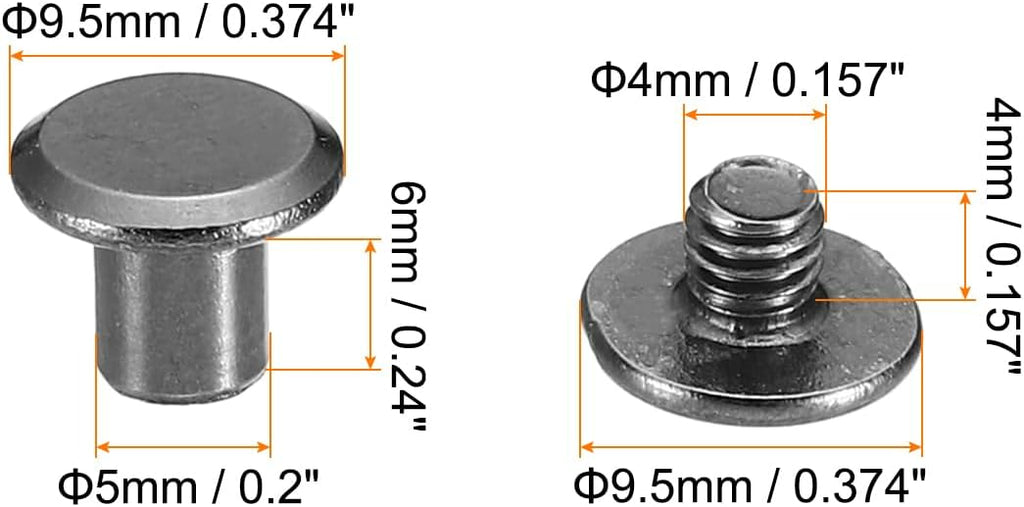 PATIKIL 50 Sets Chicago Screws, M5x6mm Chicago Screws Phillips Binding Post Screw Bolts Leather Rivets Fasteners Connectors Steel for Leather Belt Scrapbook Photo Albums, Black