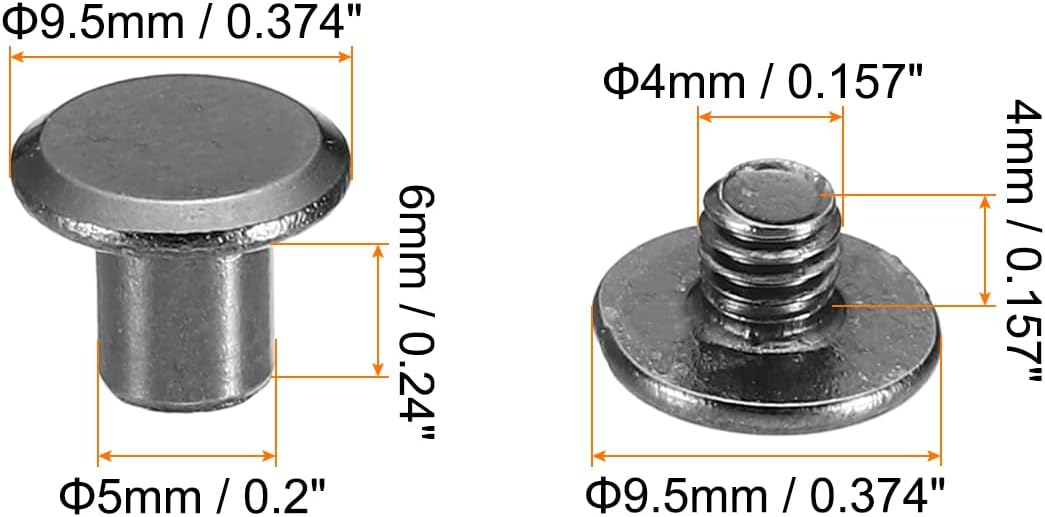 PATIKIL 50 Sets Chicago Screws, M5x6mm Chicago Screws Phillips Binding Post Screw Bolts Leather Rivets Fasteners Connectors Steel for Leather Belt Scrapbook Photo Albums, Black