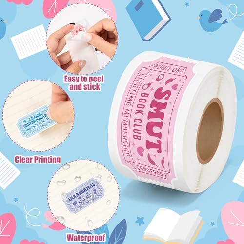 2 Rolls Vinyl Ticket Design Self Adhesive Library Decals Sticker | Waterproof Book Ticket for Laptop Water Bottle Journal Scrapbook Reading Log Reward Chart Classroom Bulletin Board Gift