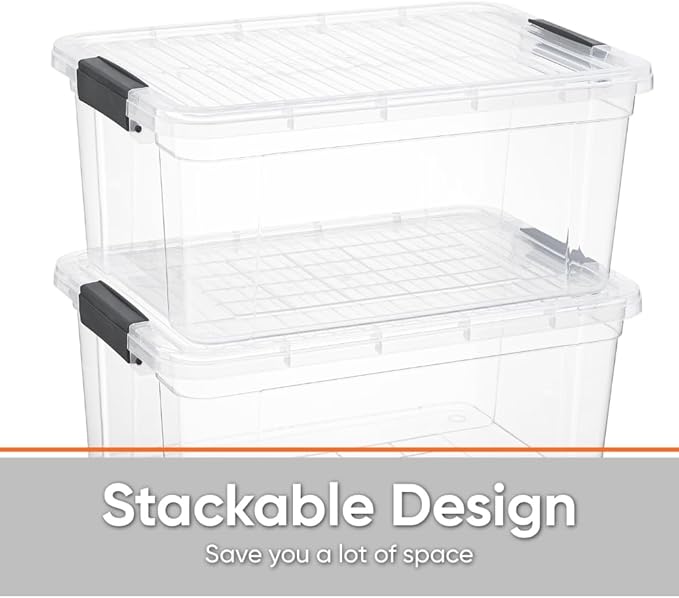 Superio Storage Bins with Lids, Stackable Totes, BPA Free, Odor Free, Organizer - Image 4