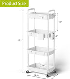 Sorgion 4 Tier Rolling Cart Organizer, Art Craft Diaper Bedside Snack Laundry - Image 3