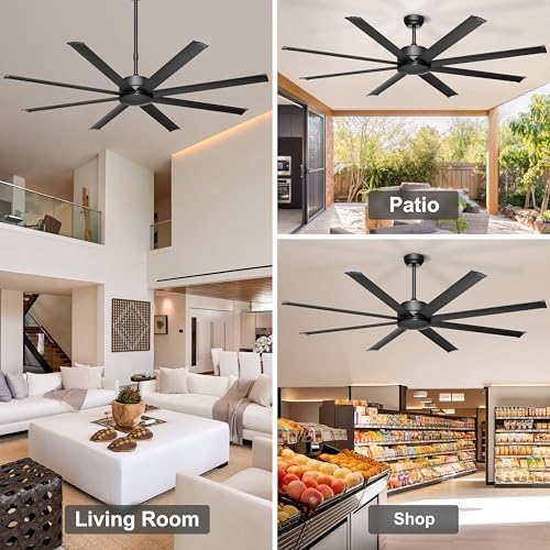 ohniyou 72" black industrial ceiling fans no lights on a desk or shelf