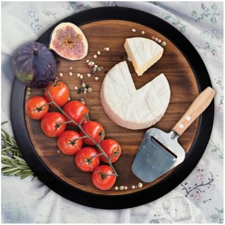 18" Large Lazy Susan Acacia Solid Wood with Chalkboard Edge for Labeling...