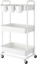 JIUYOTREE 3-Tier Plastic Rolling Storage Cart Utility Cart by JIUYOTREE