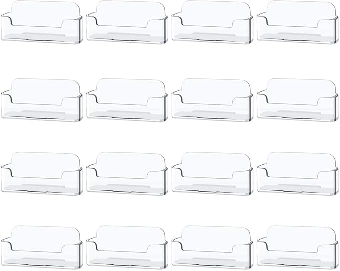 Qizpcer 16 Pack Clear Desktop Business Card Holder Display, Plastic Business by Qizpcer