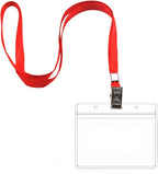 Beebel Red Lanyards 100 Pack Nylon Flat Badge Lanyard Bulldog Clip - Image 4