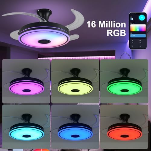 42'' retractable ceiling fan with lights, smart ceiling on a desk or shelf