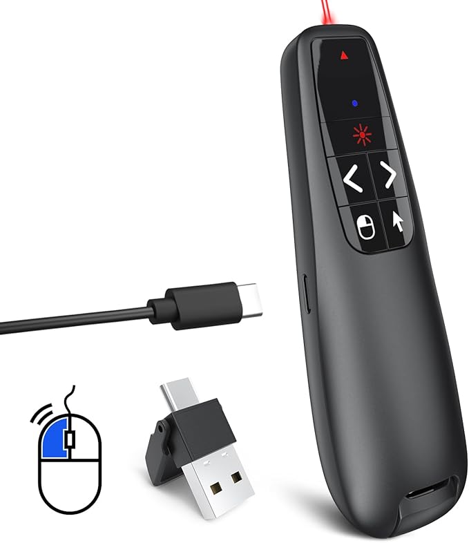 Presentation Clicker PowerPoint Wireless Presenter Remote: Type C Rechargeable by UBUYONE%C2%AE