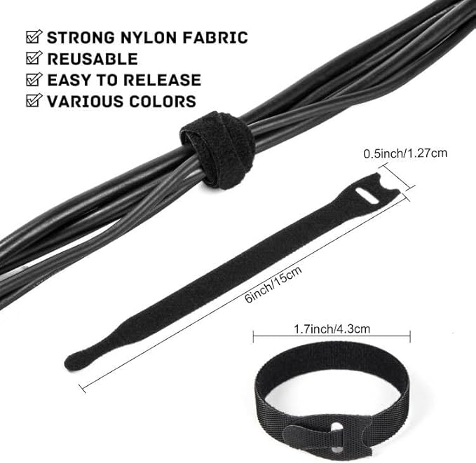 OneLeaf 120PCS Cord Organizer 6in Cable Ties Reusable - Image 2