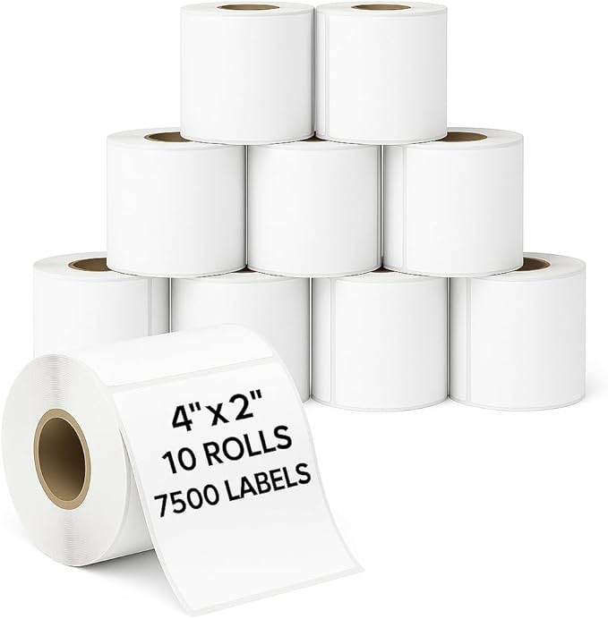 4" x 2" Direct Thermal Labels Roll, 10 Rolls, Compatible by Unknown