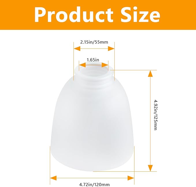Eidonta 4 Pack White Frosted Glass Shade Replacements, Bell Shaped Glass Shade - Image 2
