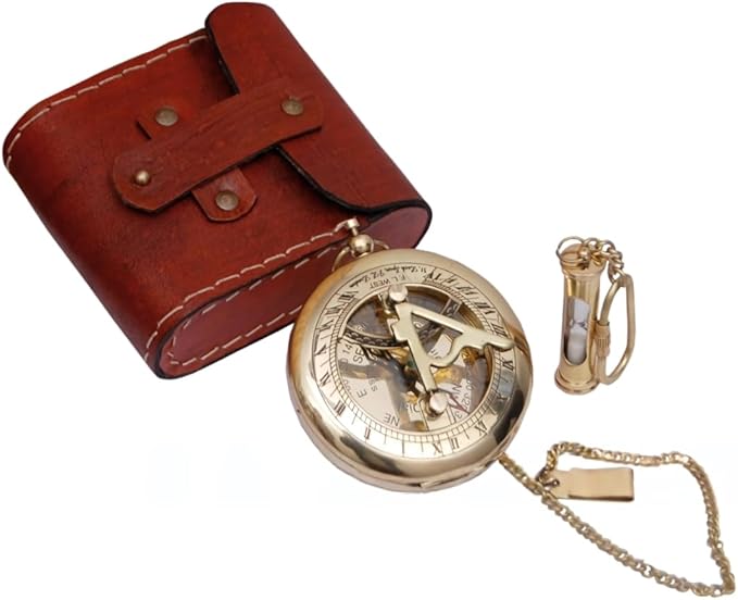 Handcrafted Vintage Brass Sundial Compass – Antique Nautical Sun Clock - Image 4