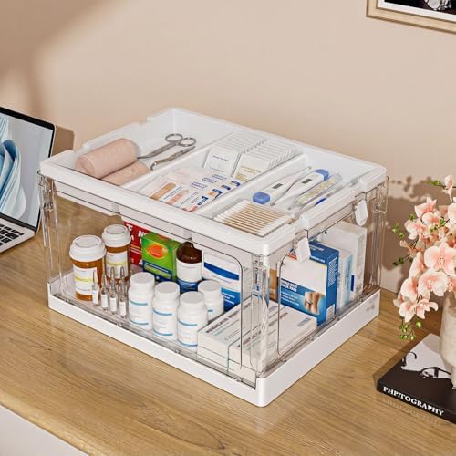 24qt 2packs clear craft organizers and storage with on a desk or shelf