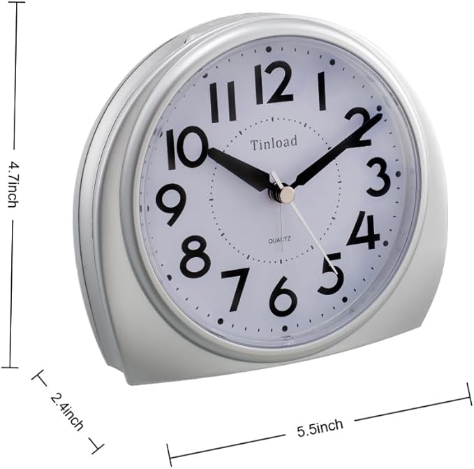 Tinload 5.5" Large Analog Alarm Clock Silent Non Ticking, Gentle Wake, Beep - Image 3