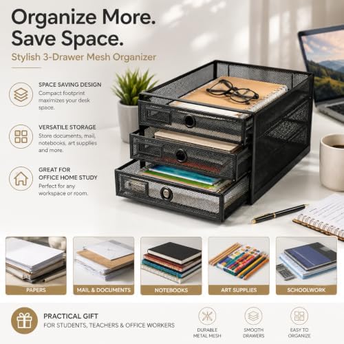 EXERZ Paper Sorter 3 Tier Drawers A4 / Multifunctional Desk Organiser/Letter ...