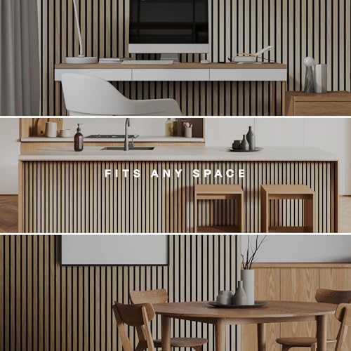 wood panels for wall - acoustic wood slat on a desk or shelf