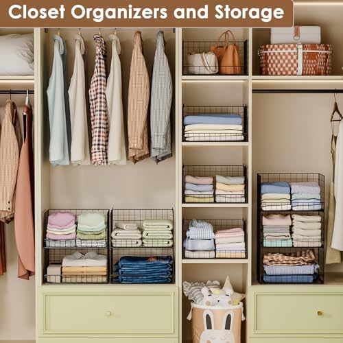 Yociyoga 3-Tier Stackable Closet Organizers and Storage Shelves, Foldable Clo...