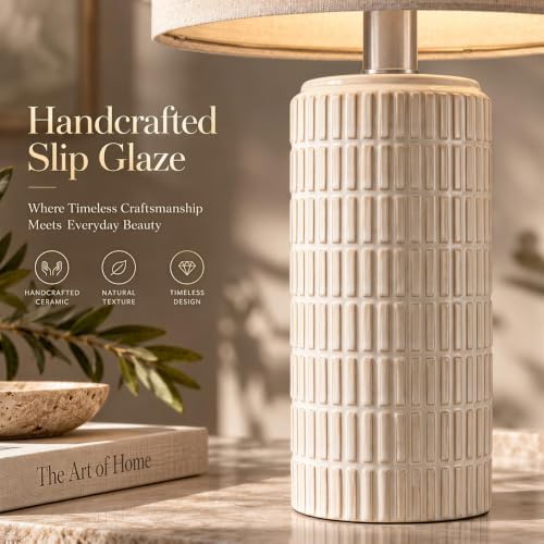 pokat 23" modern ceramic table lamp set of shown in use