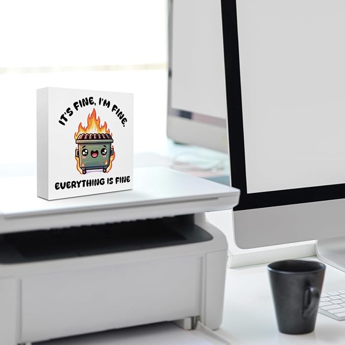 Funny Desk Decor, Dumpster and Fire Wood Box Sign - Image 6