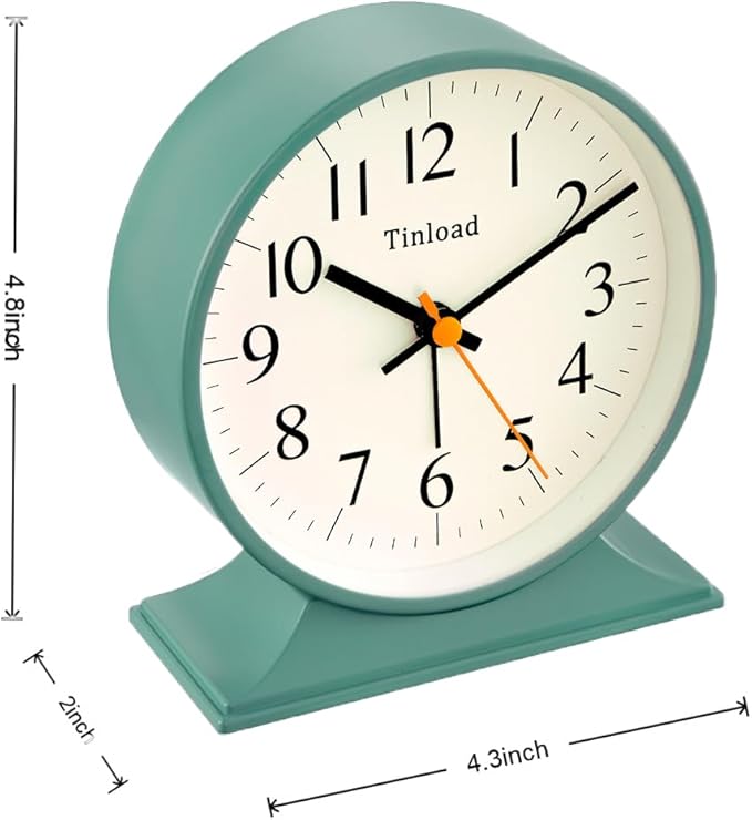 4.5"Retro Analog Alarm Clock, Vintage decor, Super Silent Non Ticking Small - Image 4