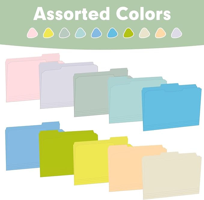 File Folder, RAZCC 100 Pack Colored File Folders, 1/3 Cut Tab File Folder - Image 6