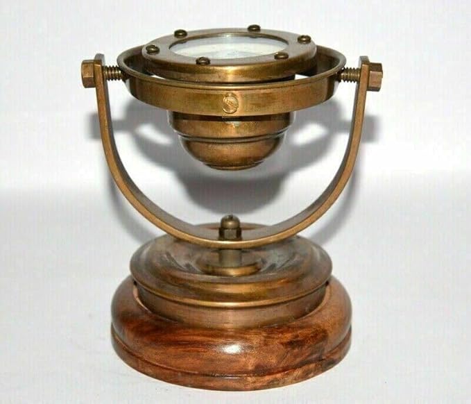 Nautical Brass Gimbal Compass Vintage Style Ship's Binnacle gimballed Compass - Image 5