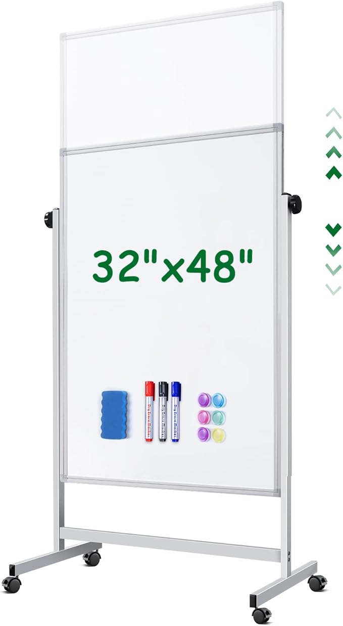 Rolling Whiteboard on Wheels, 32x48 Inches Double-Sided Magnetic Dry Erase Board - Image 7