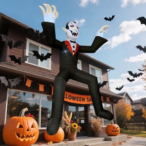 10ft Giant Sitting Vampire Halloween Inflatable with Built-in LED Lights - Ou...