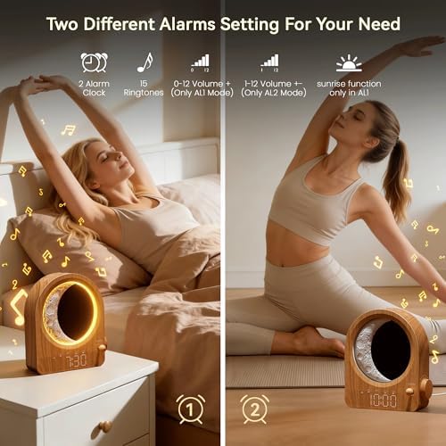 blonbar dual alarm clock for heavy sleepers, dimmable, side view