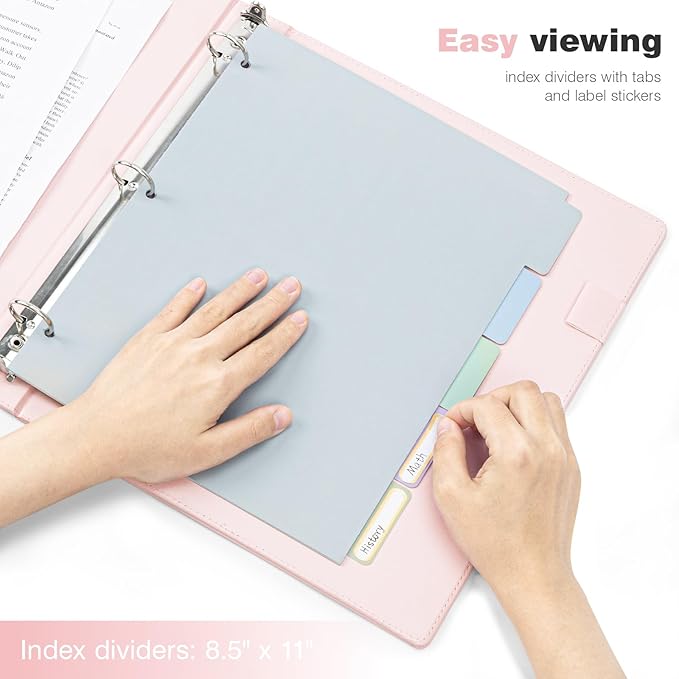 Ospelelf 3 Ring Binder with Clipboard 2 Inch Leather Binder - Image 5