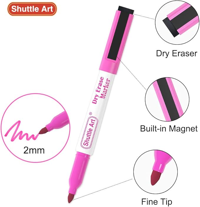 Shuttle Art Magnetic Whiteboard Markers, 20 Pieces Fine Tip and Eraser - Image 3