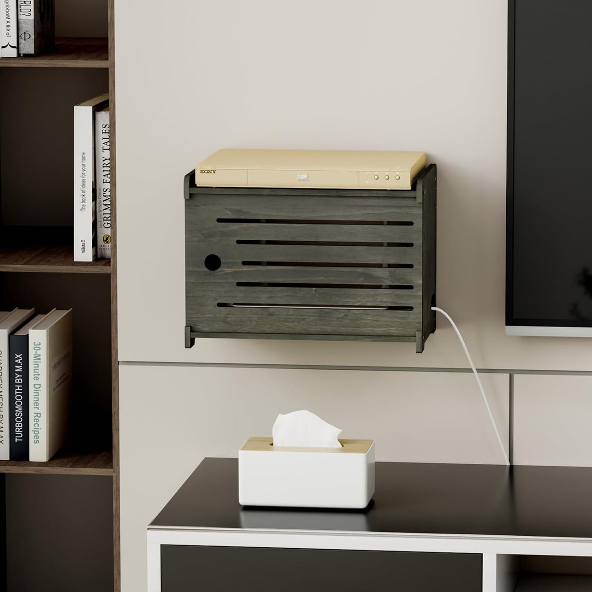 Wooden WiFi Router Storage Box Hider Shelf, Decorative Projector Box Hider Ra...